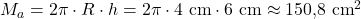 M_a = 2\pi \cdot R \cdot h = 2\pi \cdot 4~\text{cm} \cdot 6~\text{cm} \approx 150{,}8~\text{cm}^2