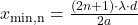 x_\text{min,n} = \frac{(2n+1) \cdot \lambda \cdot d}{2a}