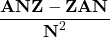 \dfrac{\textbf{ANZ} - \textbf{ZAN}}{\textbf{N}^2}