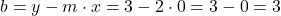 b = y - m \cdot x = 3 - 2 \cdot 0 = 3 - 0 = 3