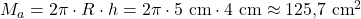 M_a = 2\pi \cdot R \cdot h = 2\pi \cdot 5~\text{cm} \cdot 4~\text{cm} \approx 125{,}7~\text{cm}^2