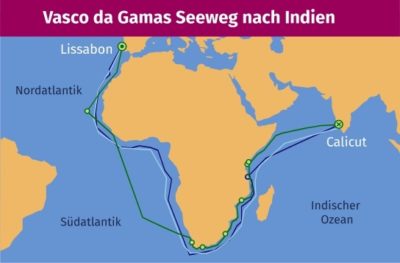 Vasco da Gamas Seeweg nach Indien