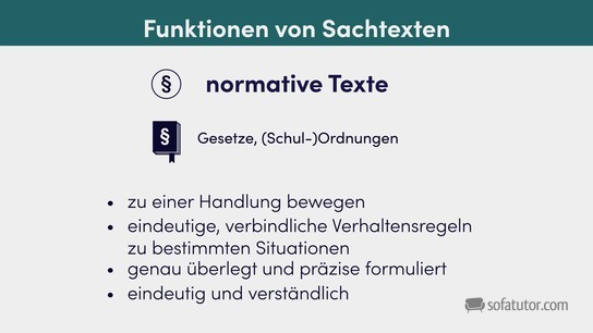 Funktionen von Sachtexten - normativ